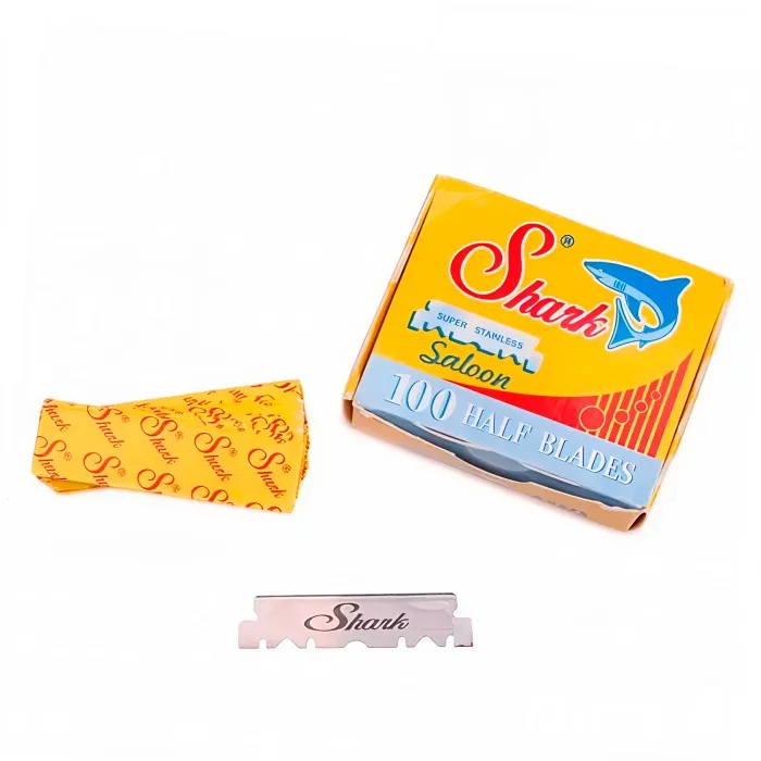 Лезвия для шаветт (половинки) Shark Saloon Super Stainless Single Edge Razor Blades, 100 шт