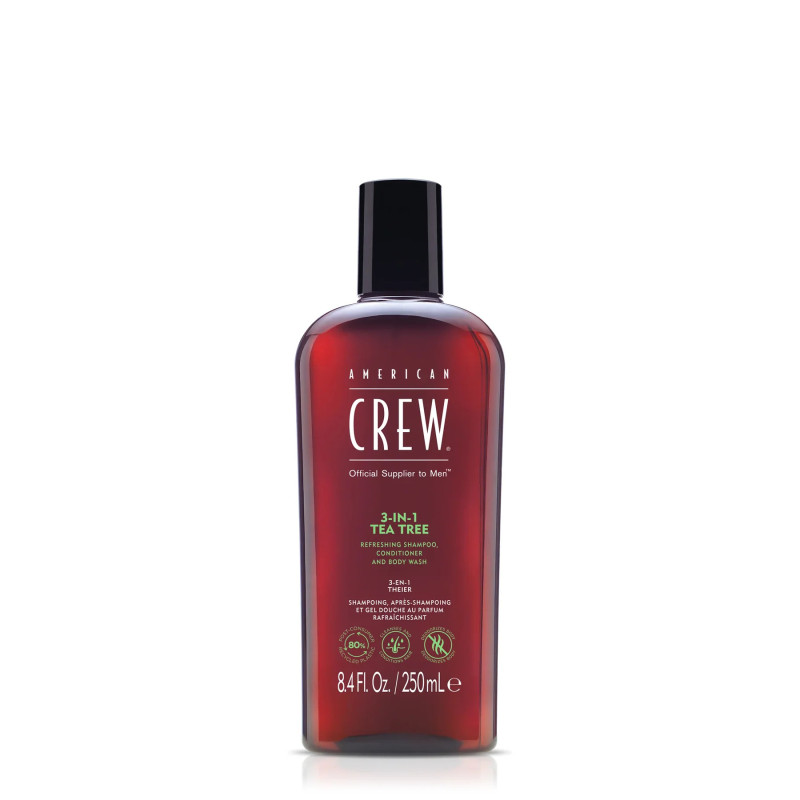 Засіб по догляду за волоссям і тілом 3-в-1 "Чайне дерево" American Crew Tea Tree 3-in-1 Shampoo, Conditioner and Body Wash, 250 мл